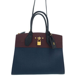Louis Vuitton City Steamer handbag leather marine Blue noir Black
